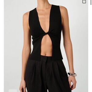 WeWoreWhat Black Twist Front Tank Top